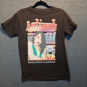Aaliyah Men's Brown Graphic Print Crew Neck Short Sleeve Music T-Shirt Size M
